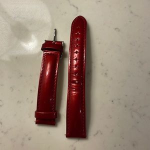 Michele leather red patent strap